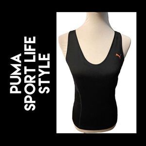 Puma Sport Lifestyle Exercise Top w/ Built in Bra Black Size Medium-EUC